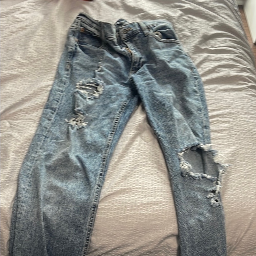 Aeropostale Blue Skinny Jeans with Distressed Details